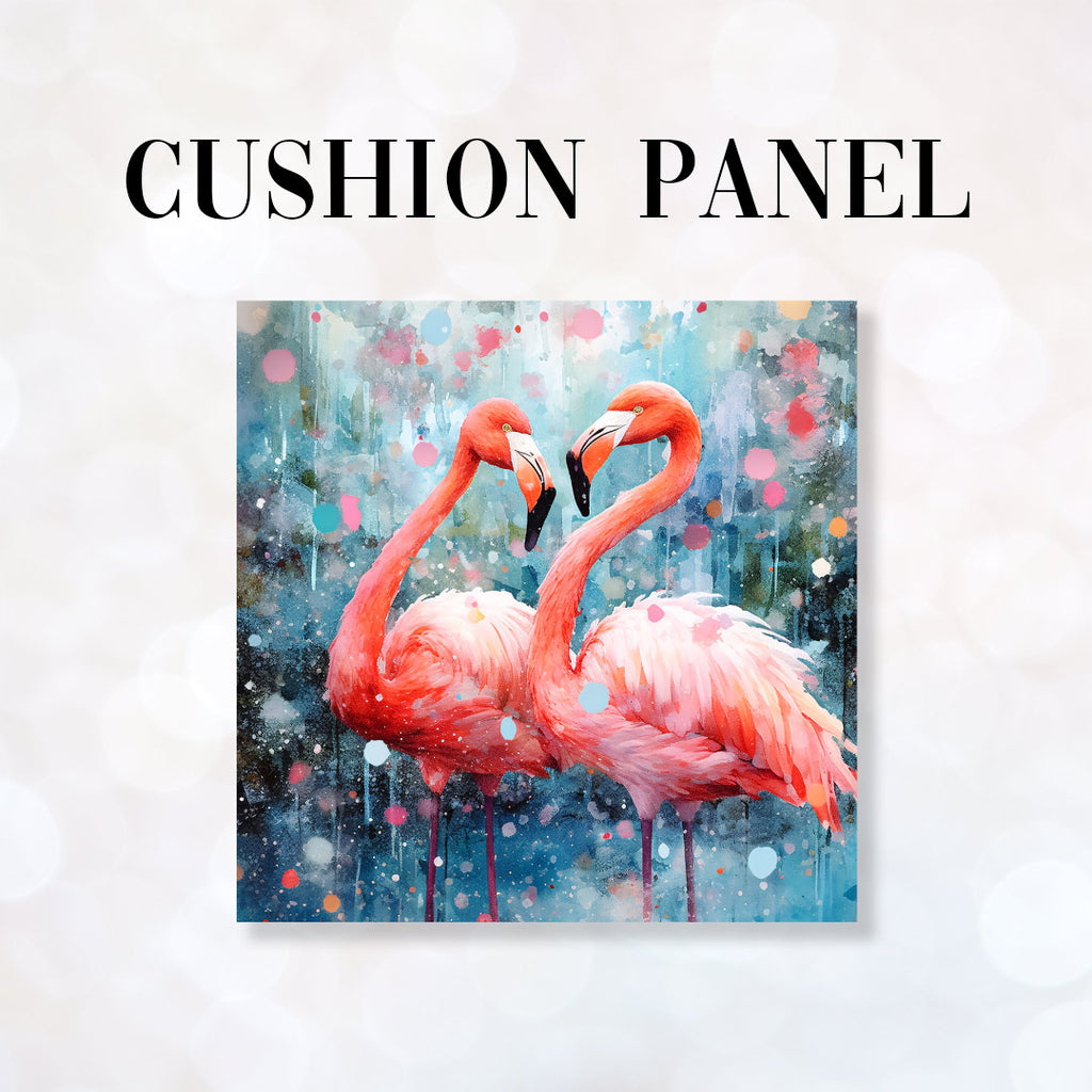 👉 PRINT ON DEMAND 👈 CUSHION Fabric Panel Flamingos Splashes
