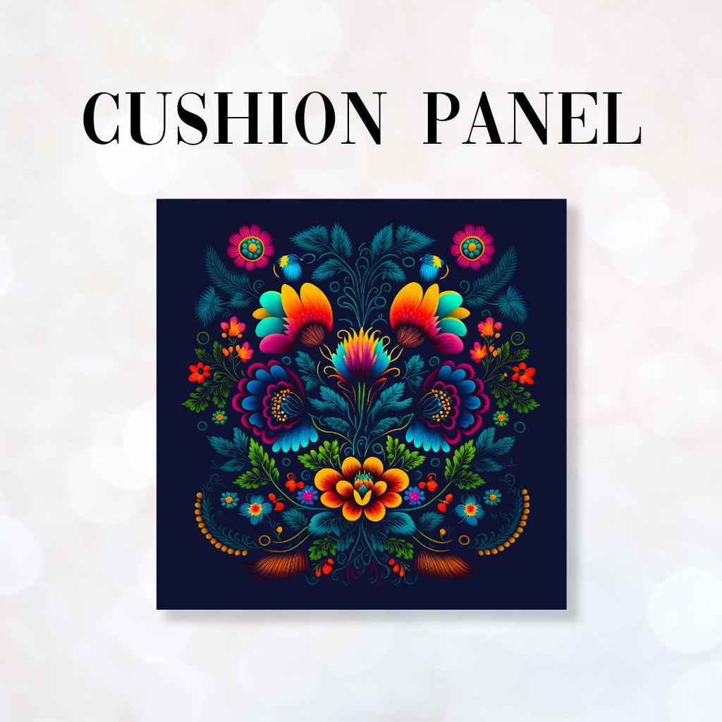 👉 PRINT ON DEMAND 👈 CUSHION Fabric Panel Folk Navy