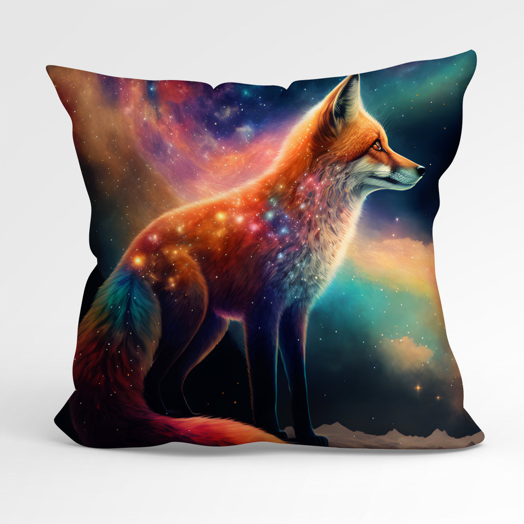 👉 PRINT ON DEMAND 👈 CUSHION Fabric Panel Fox and Milky Way