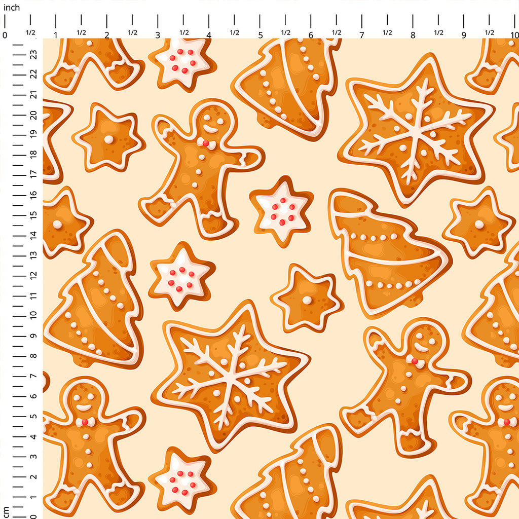 👉 PRINT ON DEMAND 👈 Gingerbread Cookies Cream Various Fabric Bases