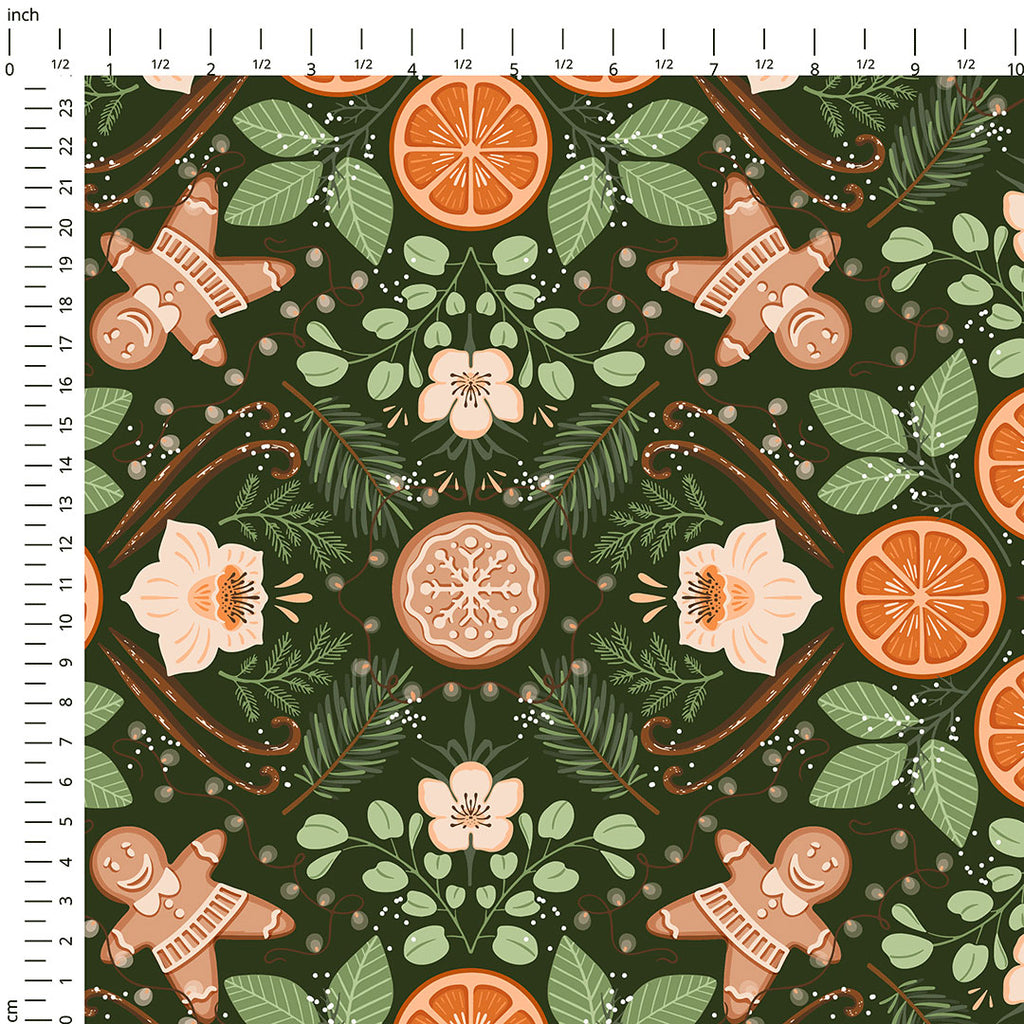 👉 PRINT ON DEMAND 👈 Gingerbread Foliage Various Fabric Bases