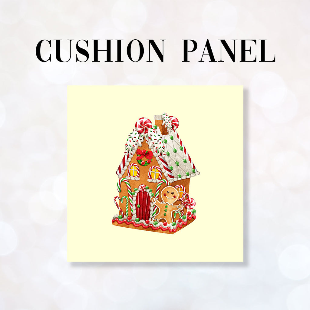 👉 PRINT ON DEMAND 👈 CUSHION Fabric Panel Gingerbread House