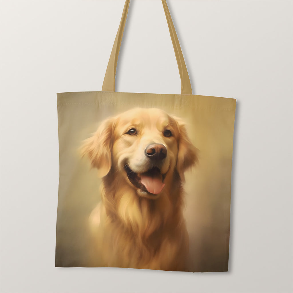 👉 PRINT ON DEMAND 👈 TOTE Golden Retriever Dog Fabric Bag Panel