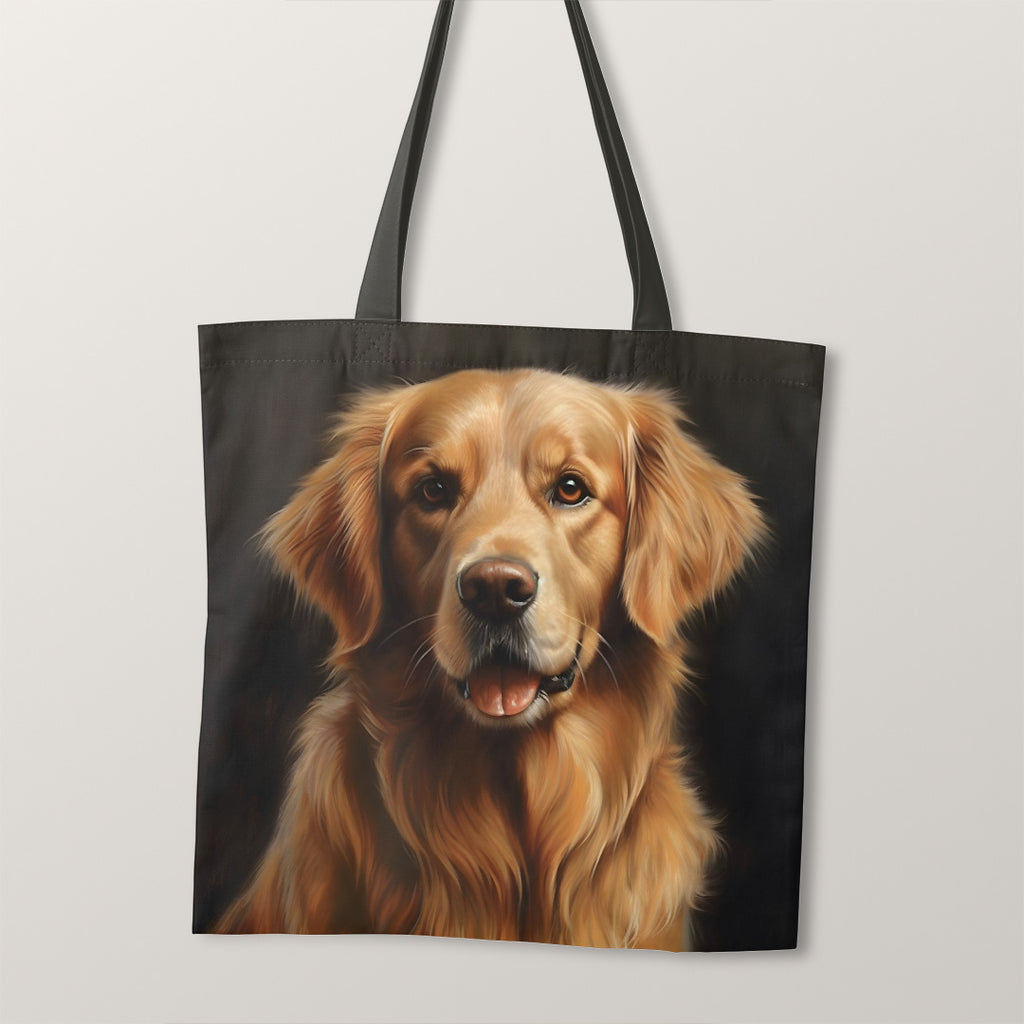 👉 PRINT ON DEMAND 👈 TOTE Golden Retriever Dark Dog fabric Bag Panel