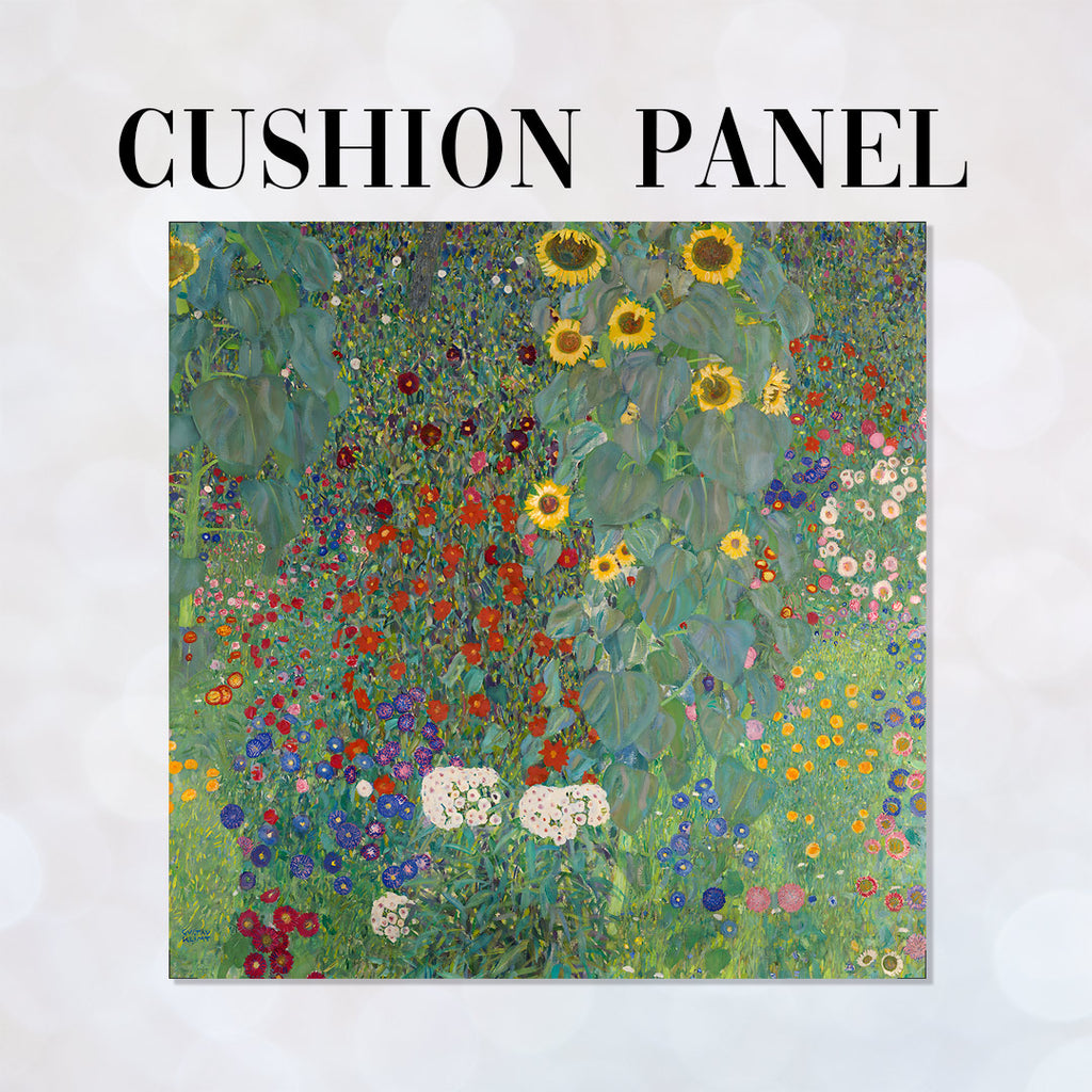 👉 PRINT ON DEMAND 👈 CUSHION Fabric Panel Gustav Klimt Farm Garden wth Sunflowers