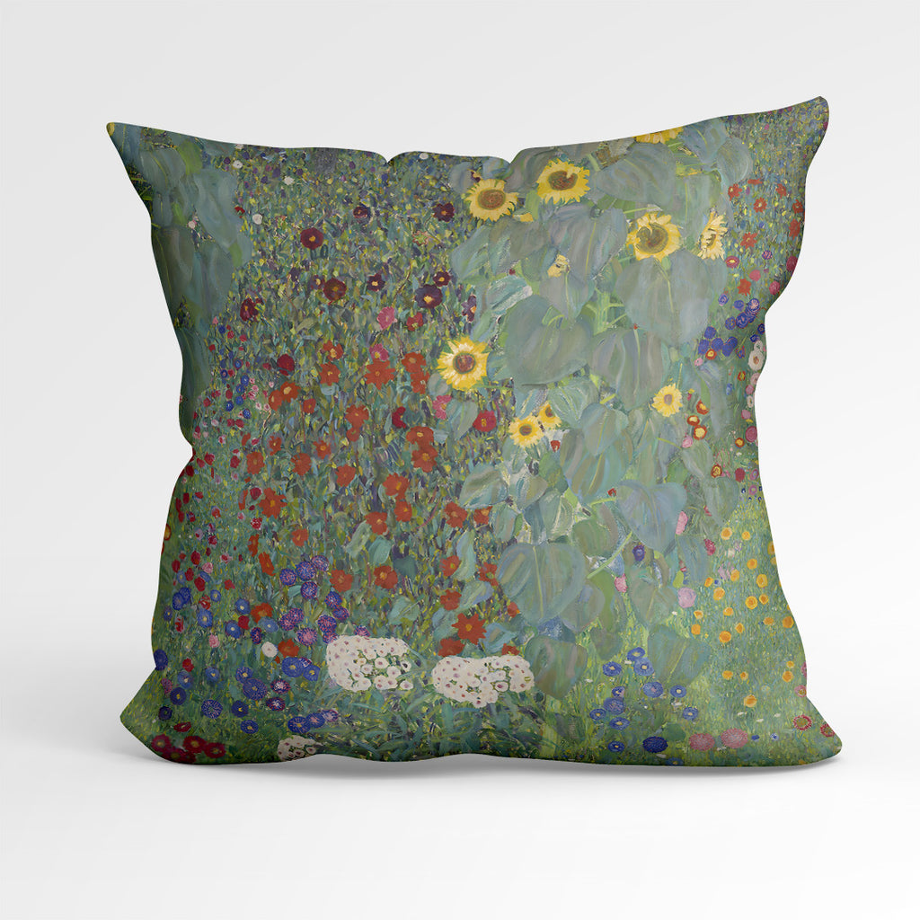 👉 PRINT ON DEMAND 👈 CUSHION Fabric Panel Gustav Klimt Farm Garden wth Sunflowers