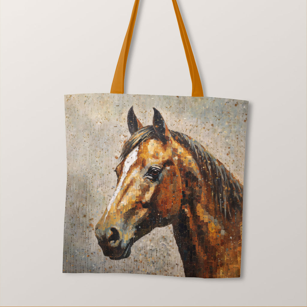 👉 PRINT ON DEMAND 👈 TOTE Horse Beige Fabric Bag Panel
