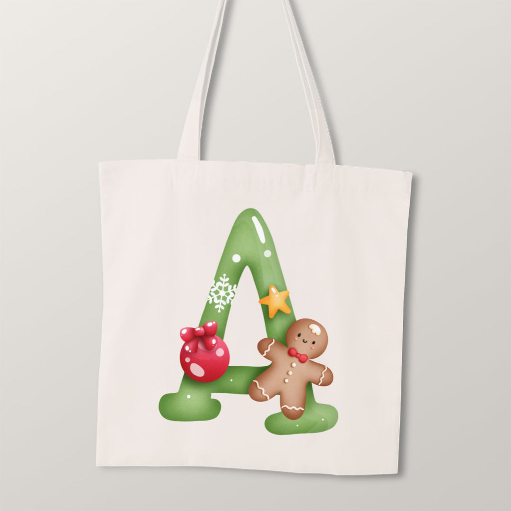 👉 PRINT ON DEMAND 👈 TOTE Jolly Christmas Letters Fabric Bag Panel