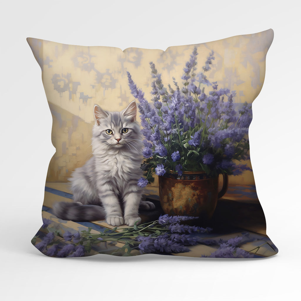 👉 PRINT ON DEMAND 👈 CUSHION Fabric Panel Lavender Cat
