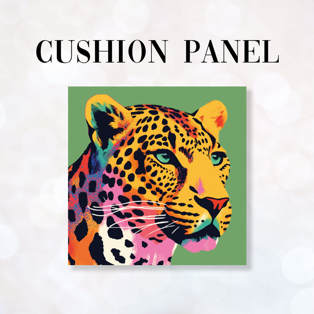 👉 PRINT ON DEMAND 👈 CUSHION Fabric Panel Leopard on Green