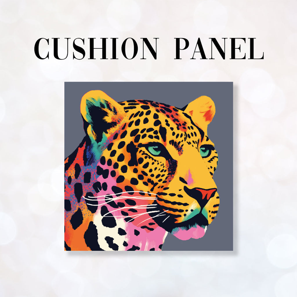 👉 PRINT ON DEMAND 👈 CUSHION Fabric Panel Leopard on Heather