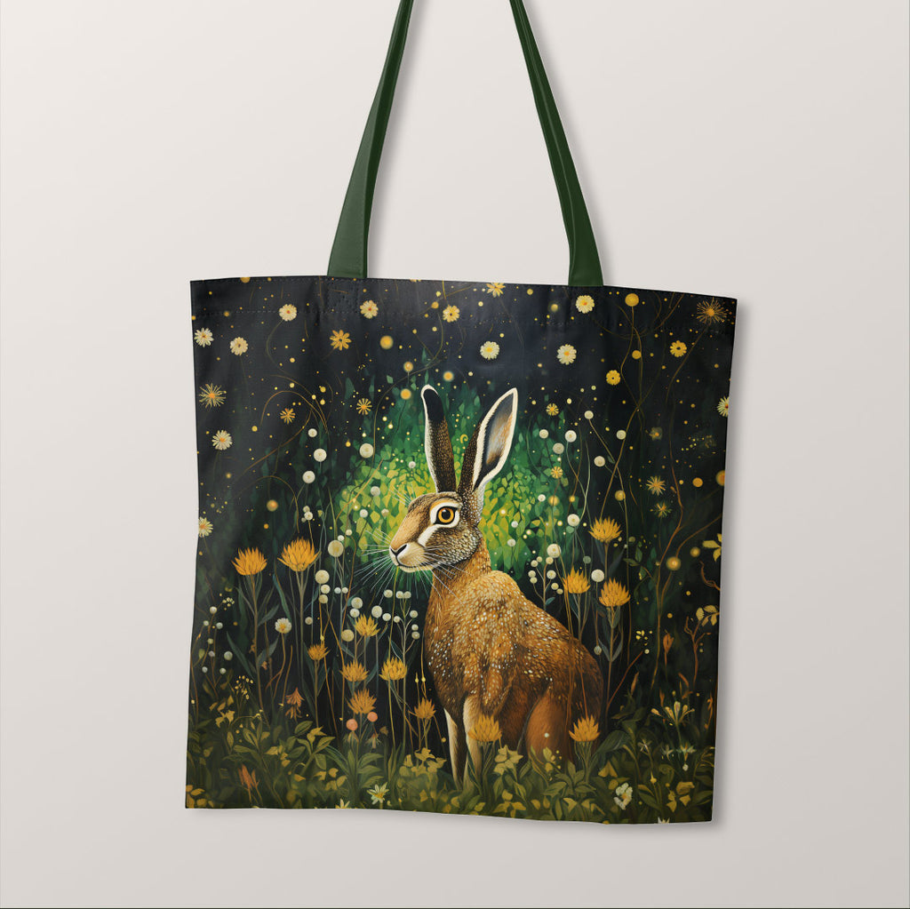 👉 PRINT ON DEMAND 👈 TOTE Meadow Hare Fabric Bag Panel