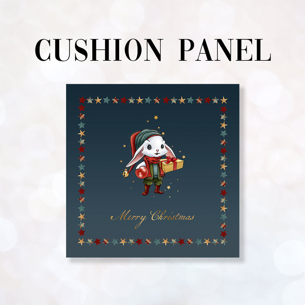 👉 PRINT ON DEMAND 👈 CUSHION Fabric Panel Merry Christmas Bunny