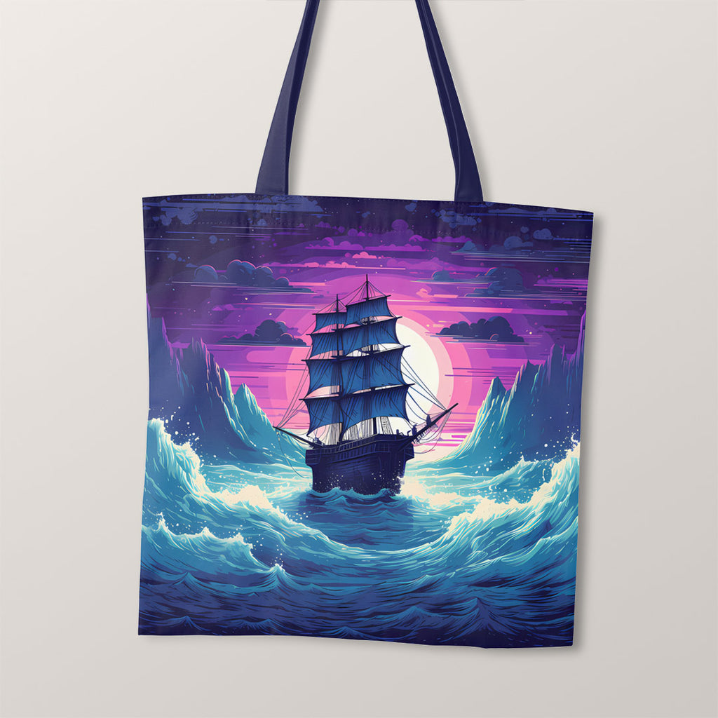 👉 PRINT ON DEMAND 👈 TOTE Moonlight Sailing Fabric Bag Panel