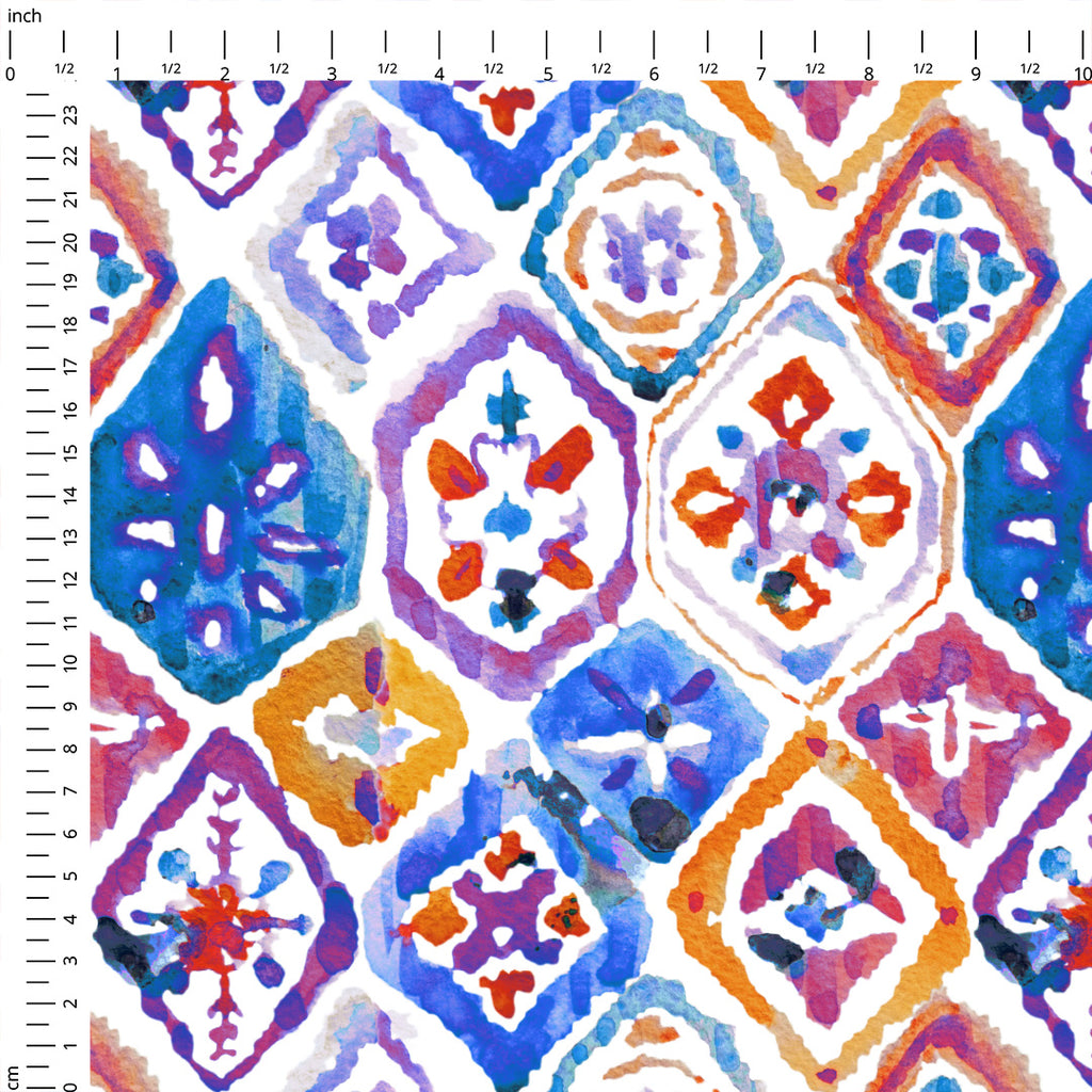 👉 PRINT ON DEMAND 👈 Mosaic Ikat Various Fabric Bases