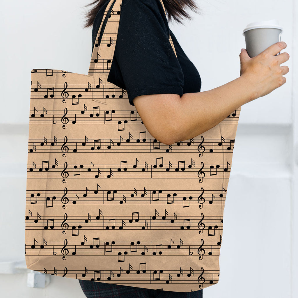 👉 PRINT ON DEMAND 👈 Music Notes Beige Various Fabric Bases