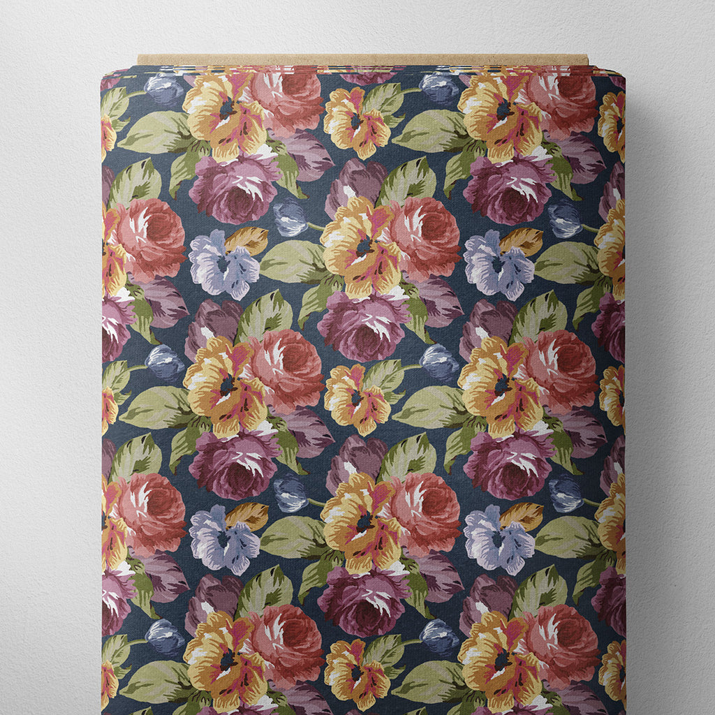 👉 PRINT ON DEMAND 👈 Navy Floral Various Fabric Bases