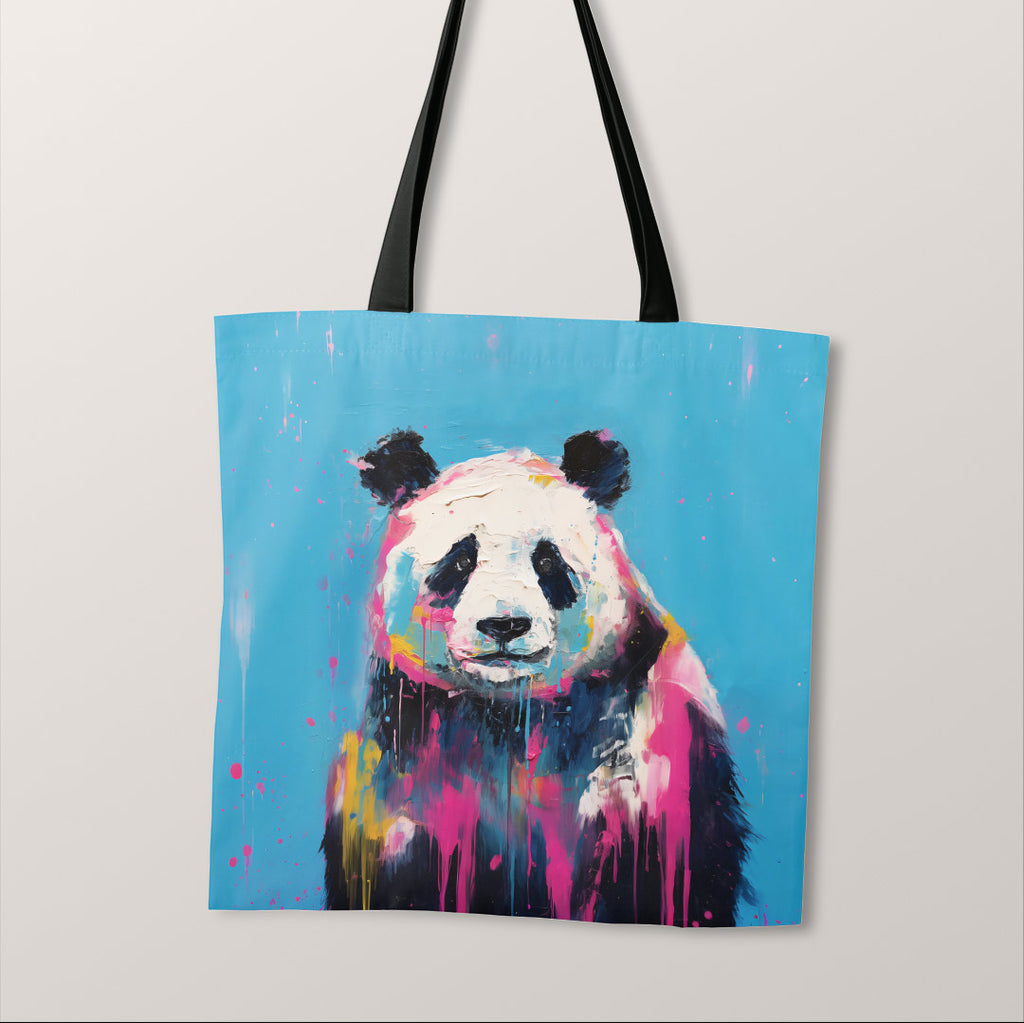 👉 PRINT ON DEMAND 👈 TOTE Panda Blue Fabric Bag Panel