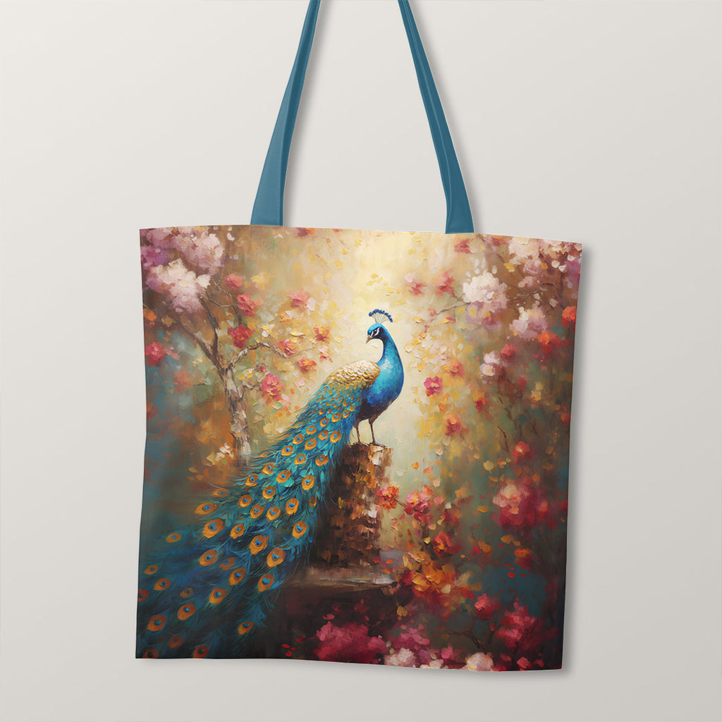 👉 PRINT ON DEMAND 👈 TOTE Peacock Painting Fabric Bag Panel