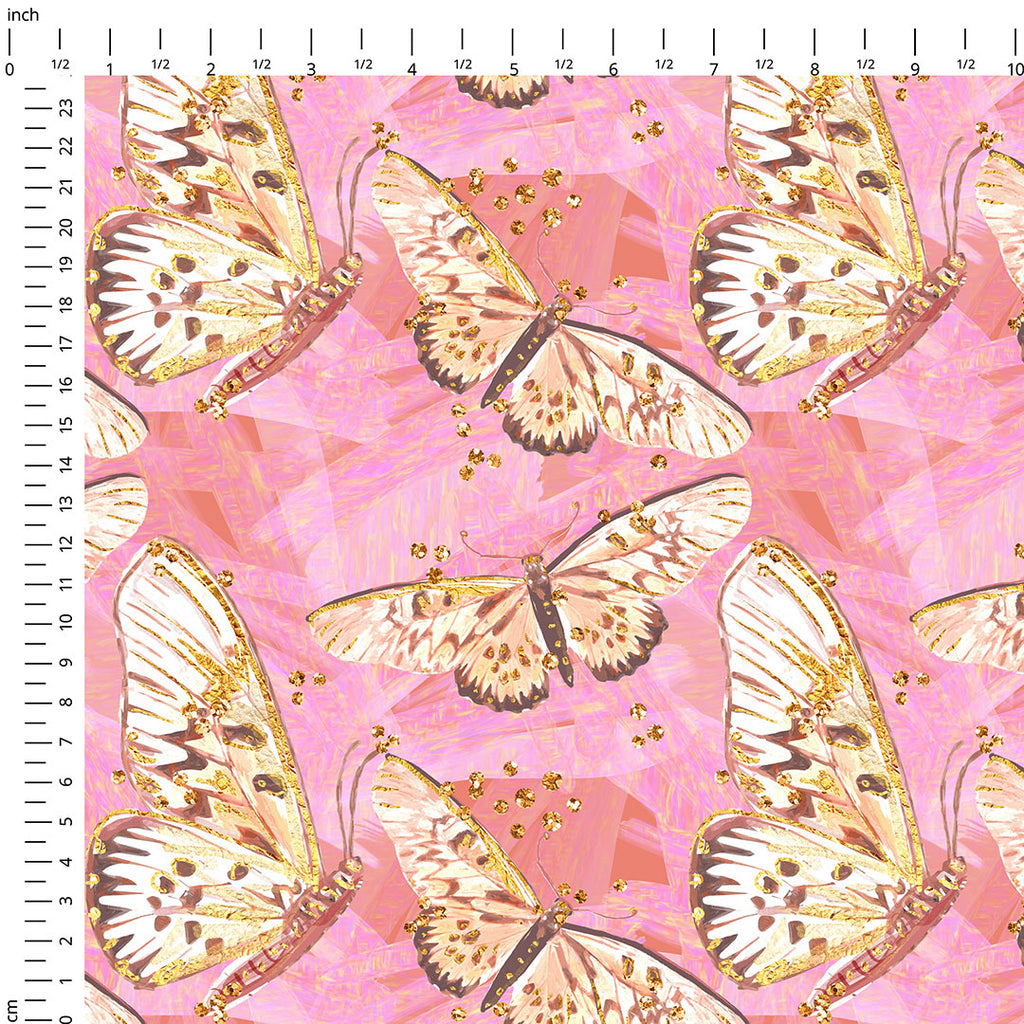 👉 PRINT ON DEMAND 👈 Pink Butterflies Various Fabric Bases