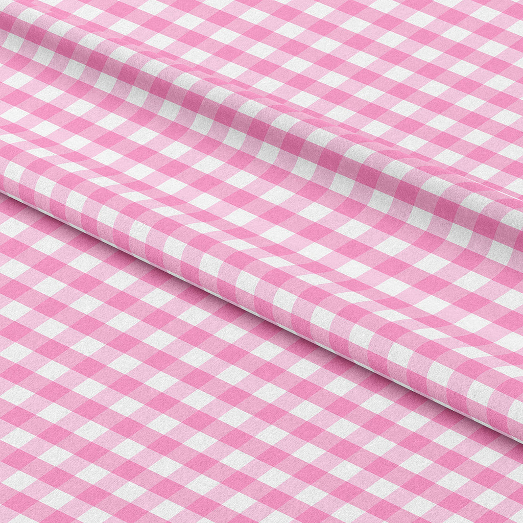 👉 PRINT ON DEMAND 👈 Pink Checks Various Fabric Bases
