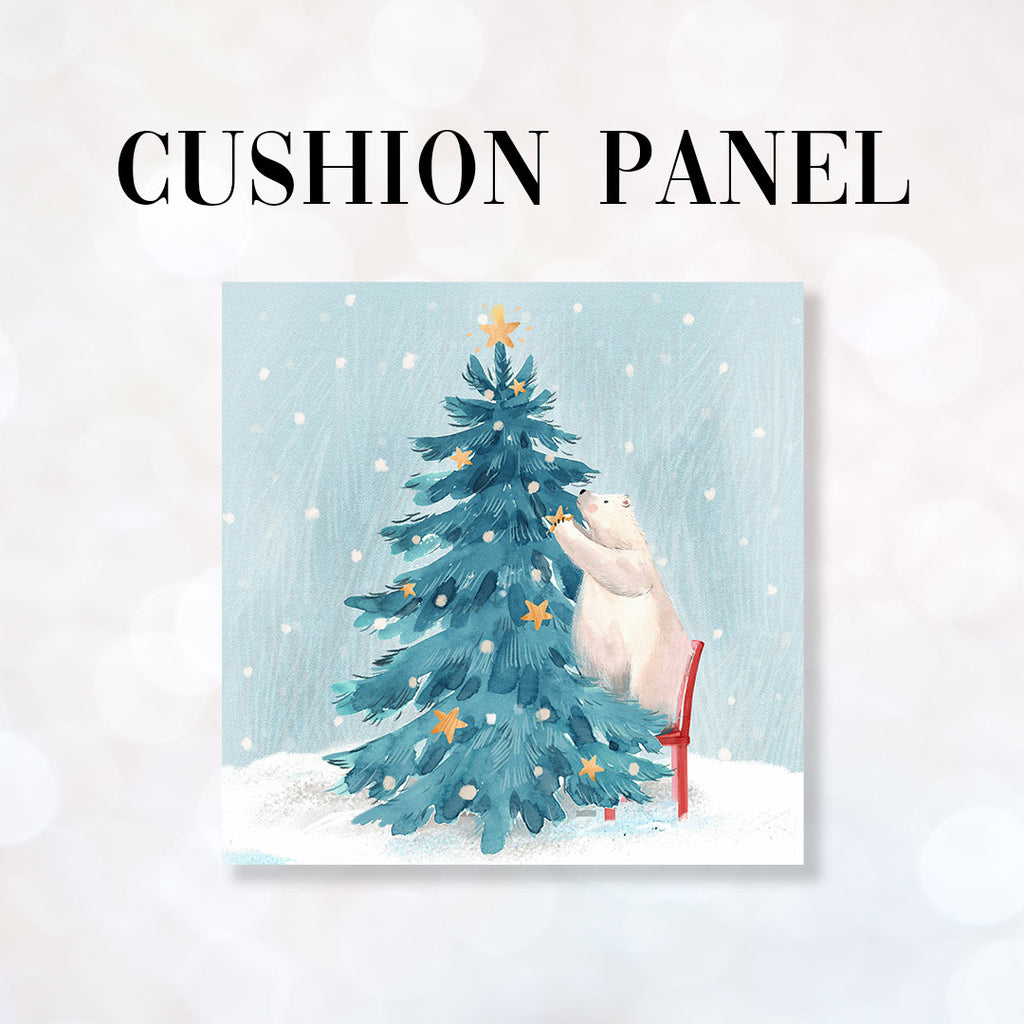 👉 PRINT ON DEMAND 👈 CUSHION Fabric Panel Polar Bears Christmas