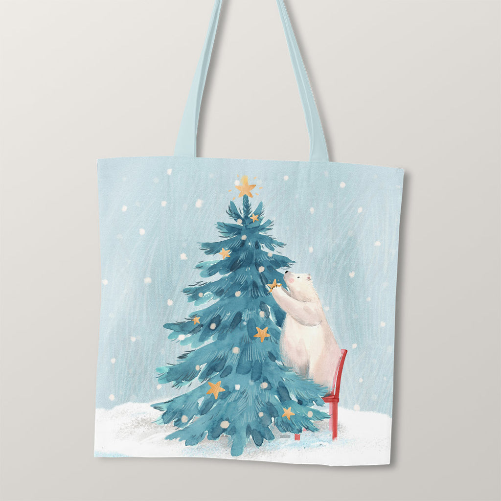 👉 PRINT ON DEMAND 👈 TOTE Polar Bears Christmas Fabric Bag Panel
