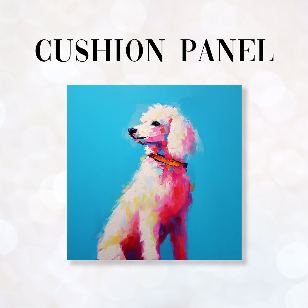 👉 PRINT ON DEMAND 👈 CUSHION Fabric Panel Poodle Blue