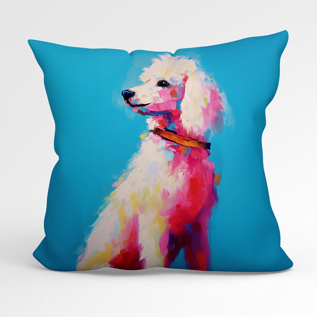 👉 PRINT ON DEMAND 👈 CUSHION Fabric Panel Poodle Blue