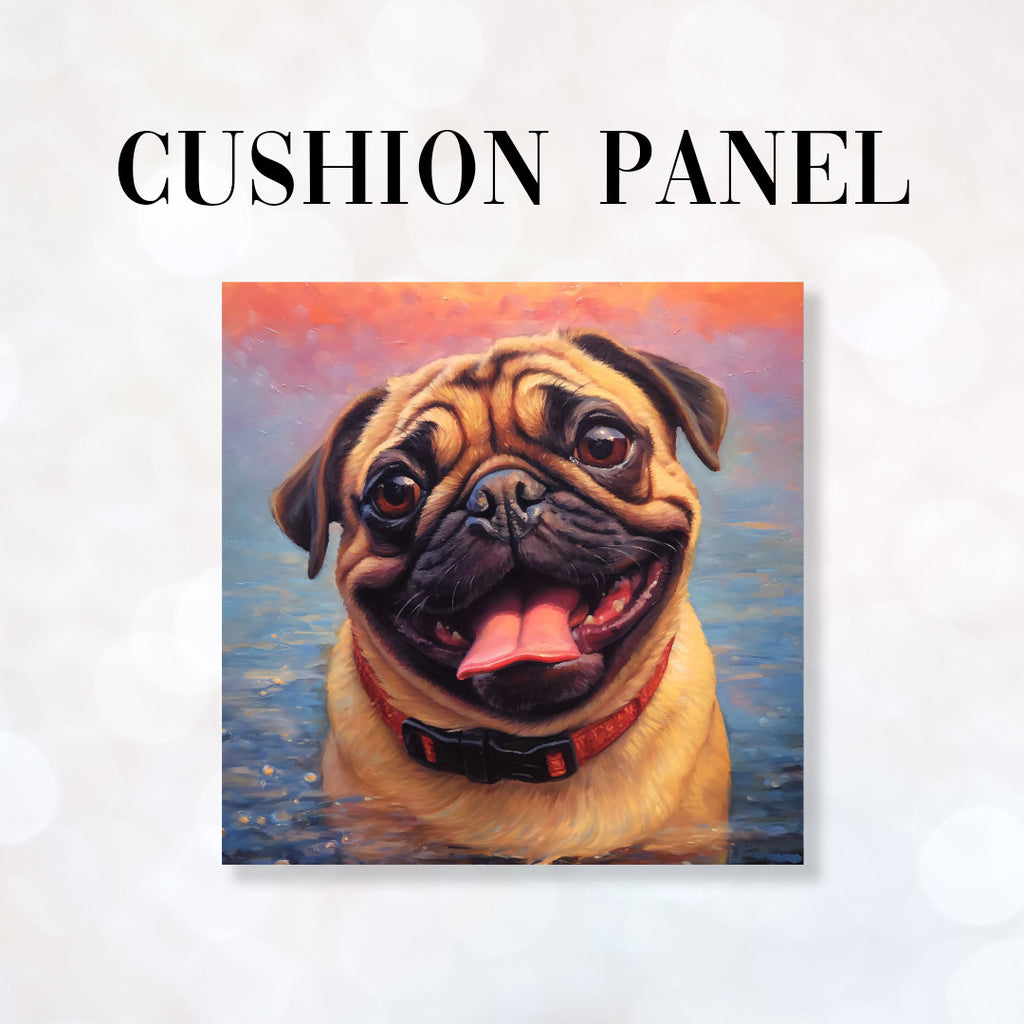👉 PRINT ON DEMAND 👈 CUSHION Fabric Panel Pug Dog