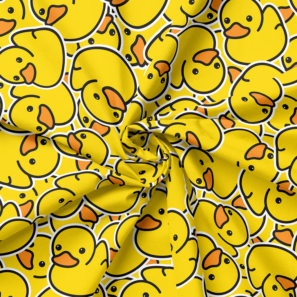 👉 PRINT ON DEMAND 👈 Rubber Ducks Yellow Various Fabric Bases