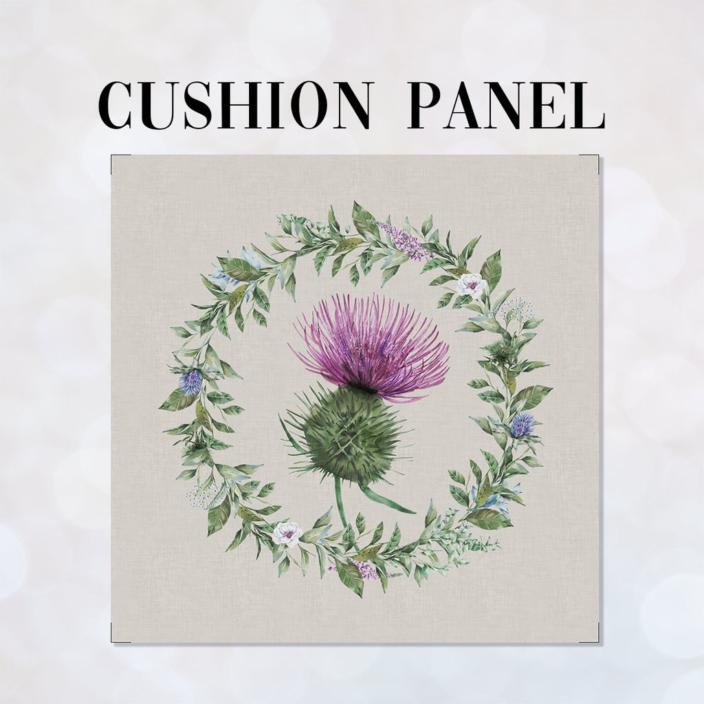 👉 PRINT ON DEMAND 👈 CUSHION Fabric Panel Scottish Thistle Grey SC-13