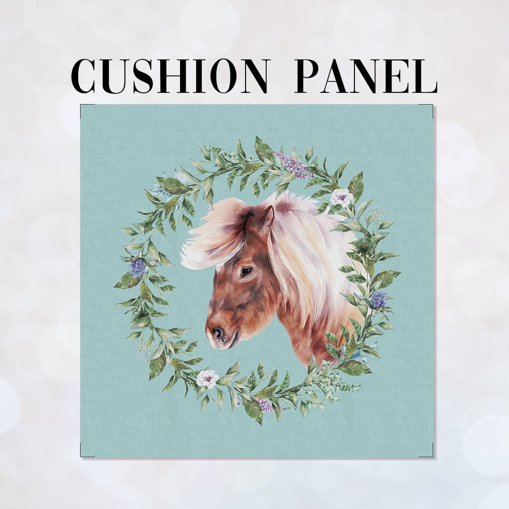 👉 PRINT ON DEMAND 👈 CUSHION Fabric Panel Shetland Pony Blue SC-5