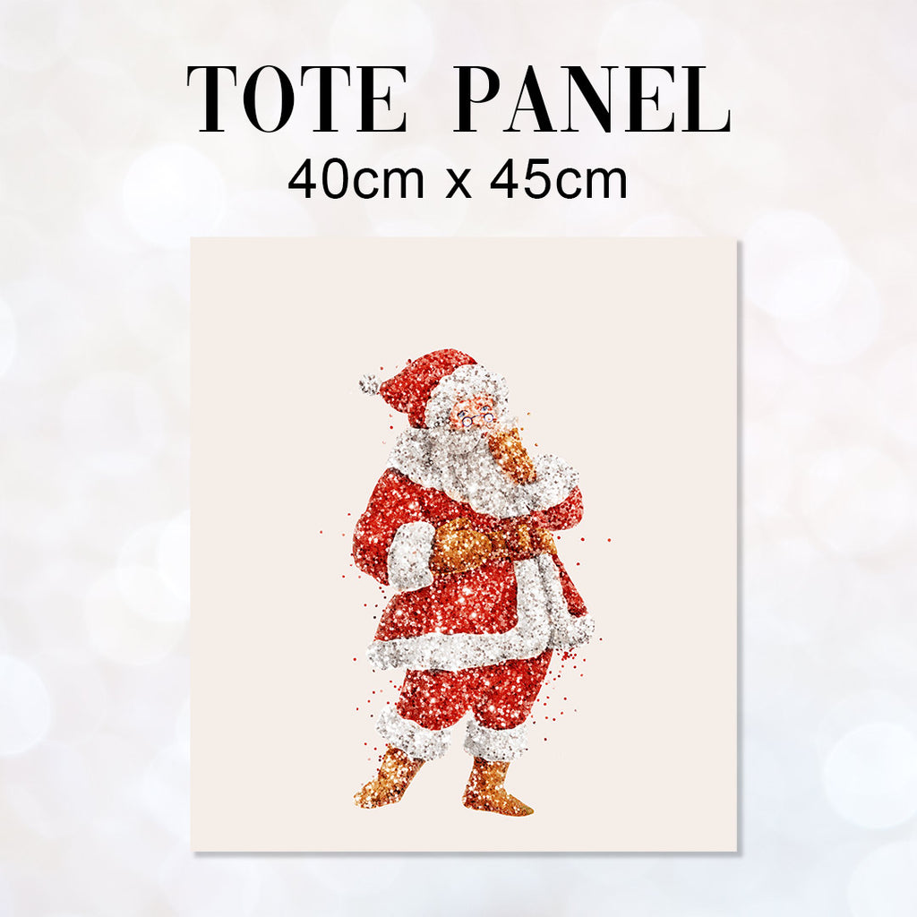 👉 PRINT ON DEMAND 👈 TOTE Santa Sparkle Fabric Bag Panel