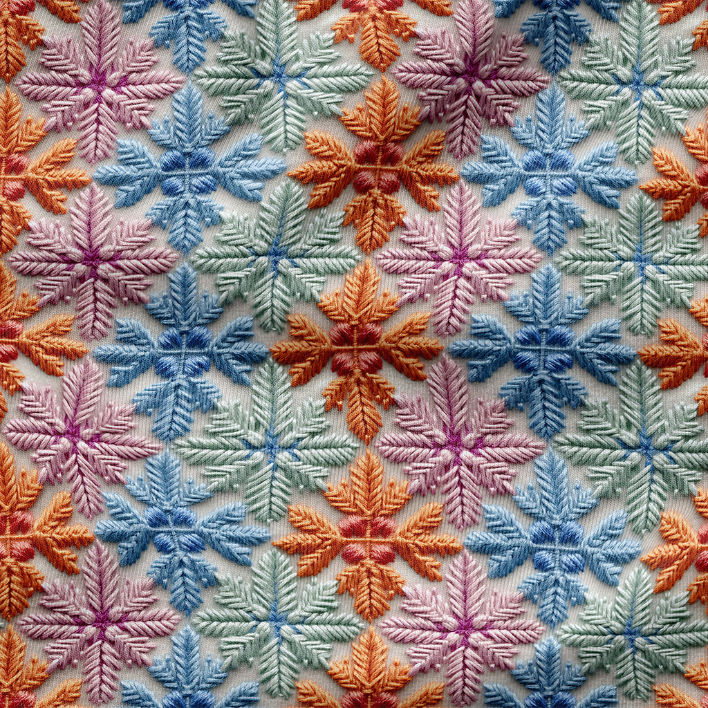👉 PRINT ON DEMAND 👈 Scandi Snowflakes Crochet Various Fabric Bases