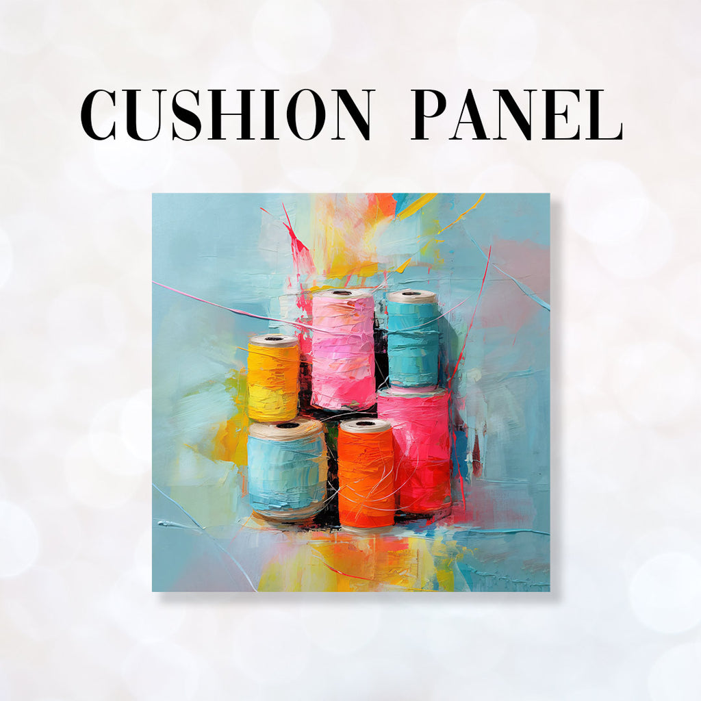 👉 PRINT ON DEMAND 👈 CUSHION Fabric Panel Sewing Art Thread Spools