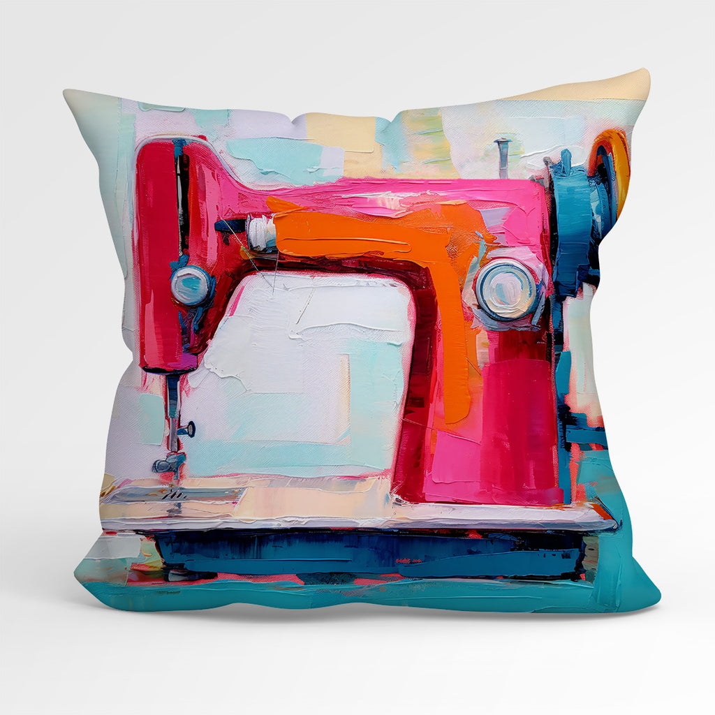 👉 PRINT ON DEMAND 👈 CUSHION Fabric Panel Sewing Machine Art Blue