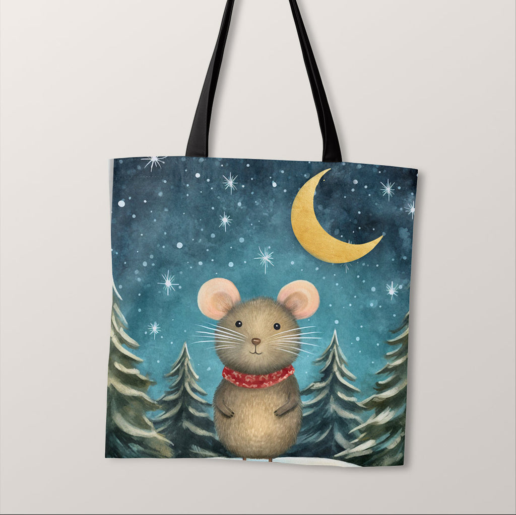 👉 PRINT ON DEMAND 👈 TOTE Silent Night Mouse TP-103 Fabric Bag Panel