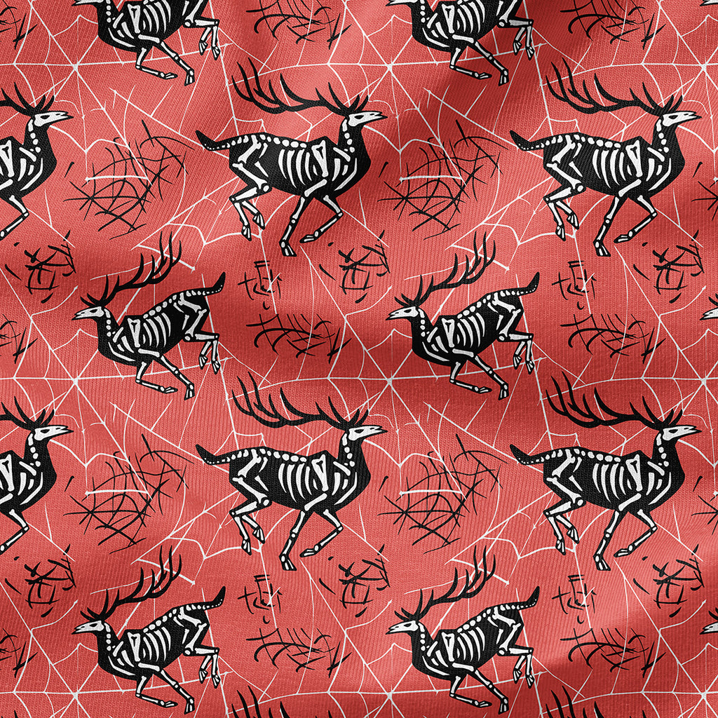 👉 PRINT ON DEMAND 👈 Skeleton Deer Coral Various Fabric Bases