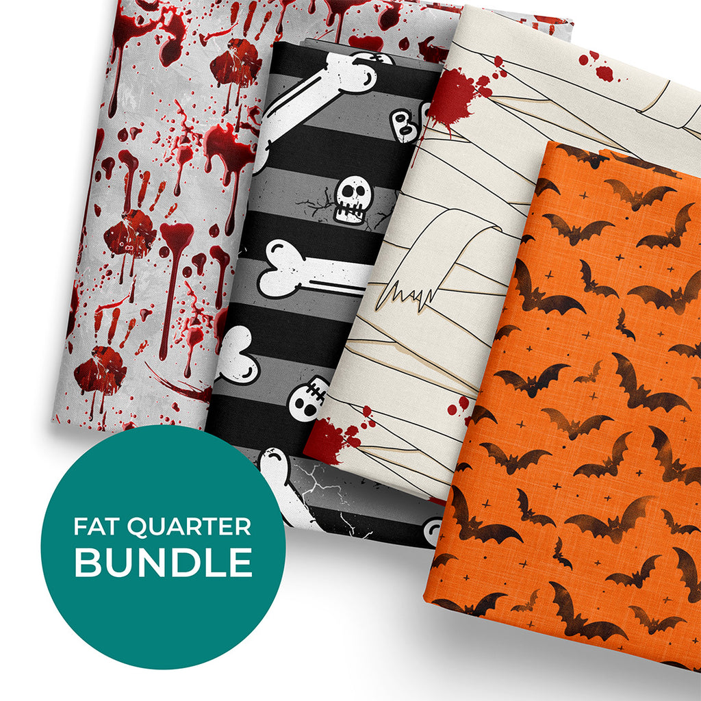 👉 PRINT ON DEMAND 👈 Fat Quarter Bundle Spooky Halloween Various Fabric Bases