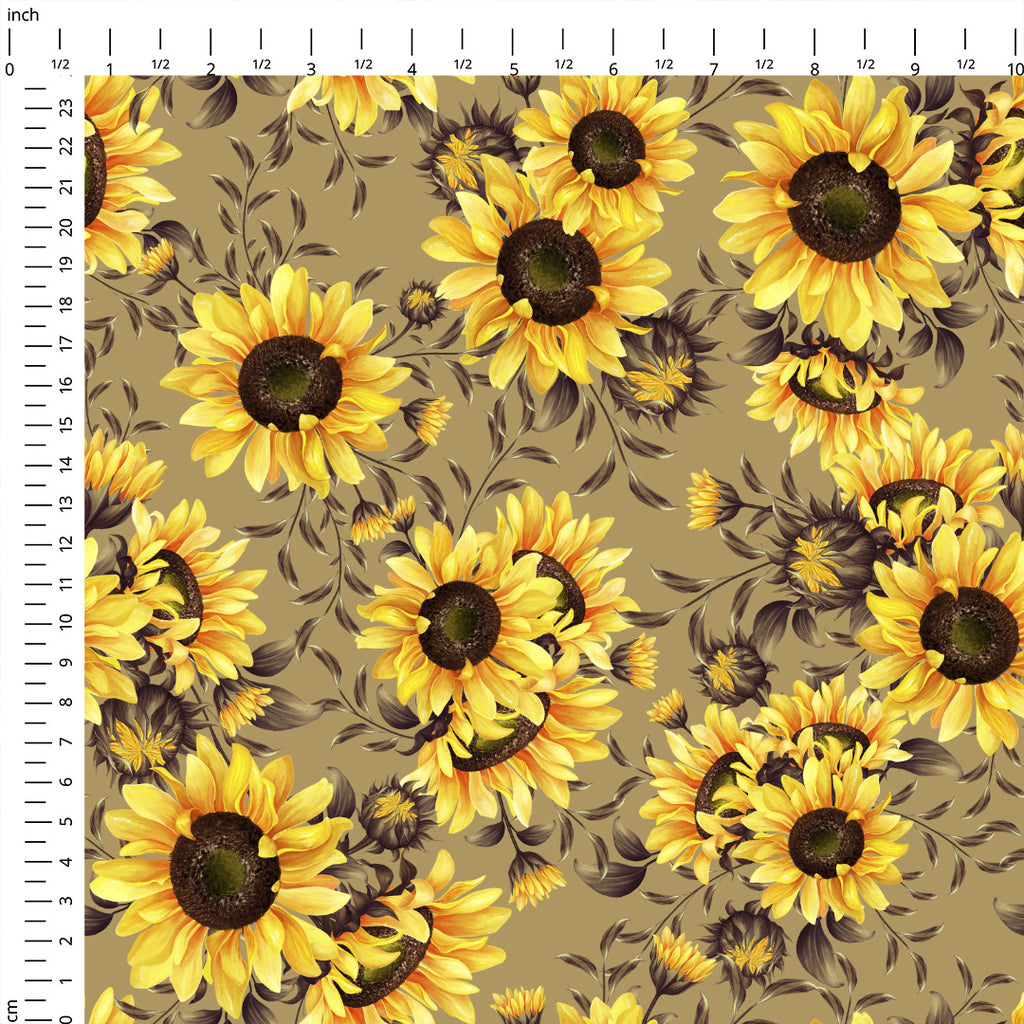 👉 PRINT ON DEMAND 👈 Sunflowers Beige Various Fabric Bases