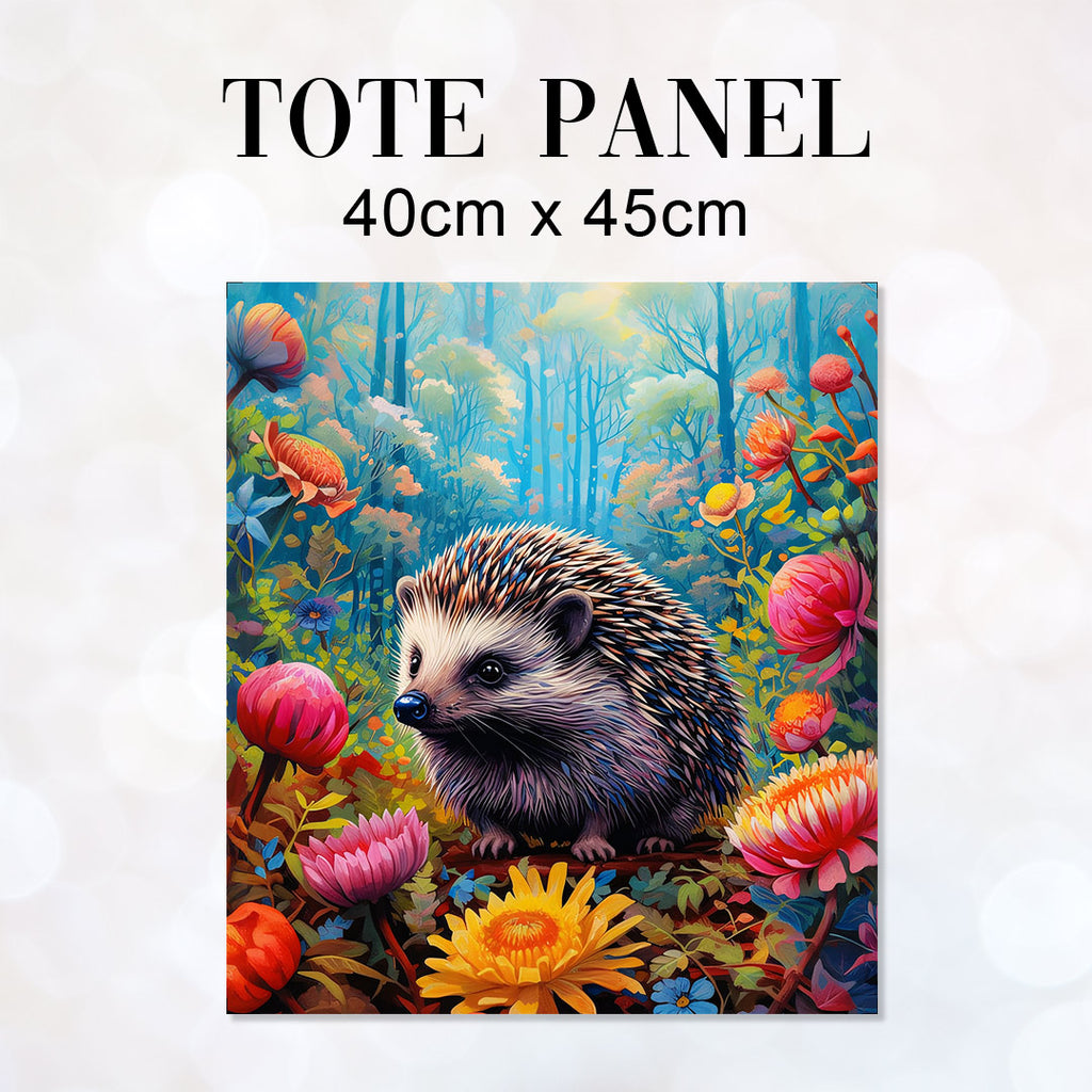 👉 PRINT ON DEMAND 👈 TOTE Woodland Floral Hedgehog TP-1 Fabric Bag Panel