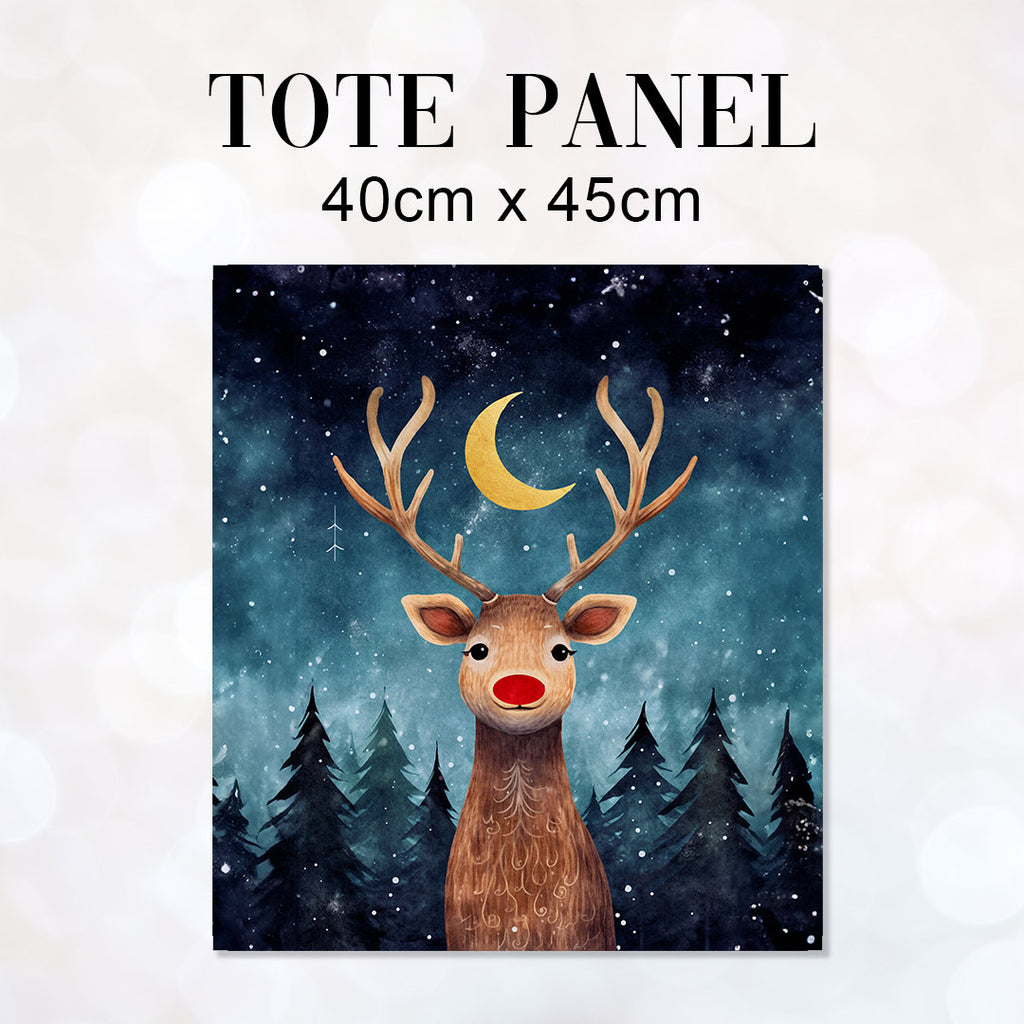 👉 PRINT ON DEMAND 👈 TOTE Night Sky Reindeer TP-108 Fabric Bag Panel