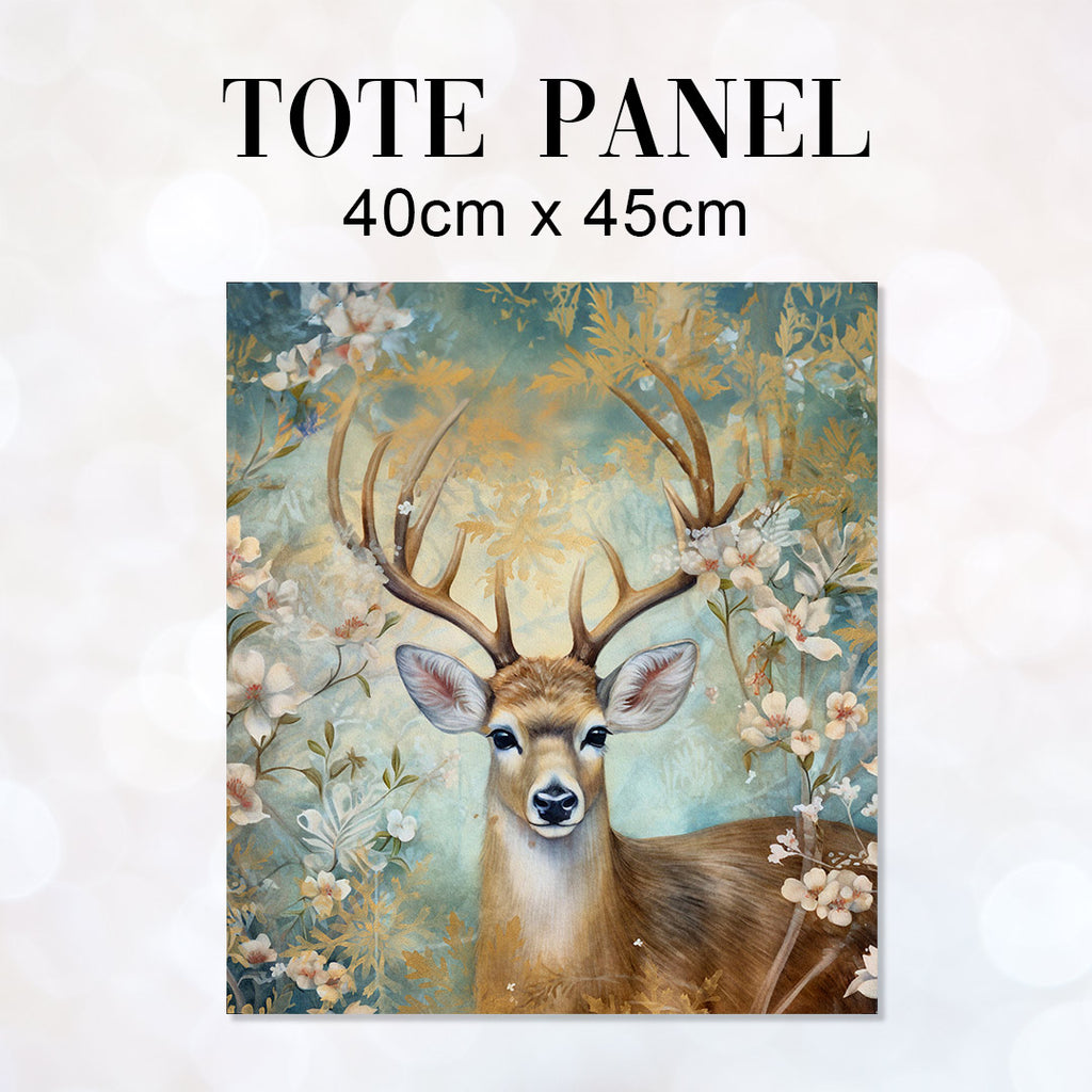 👉 PRINT ON DEMAND 👈 TOTE Deer Flowers TP-115 Fabric Bag Panel