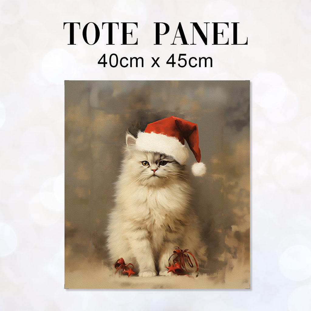 👉 PRINT ON DEMAND 👈 TOTE Santa Cat TP-119 Fabric Bag Panel