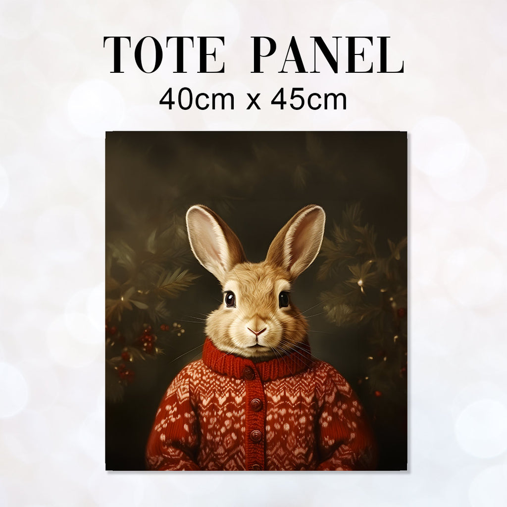👉 PRINT ON DEMAND 👈 TOTE Christmas Jumper Bunny TP-121 Fabric Bag Panel