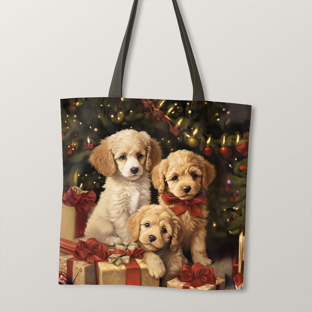 👉 PRINT ON DEMAND 👈 TOTE Adorable Christmas Pups TP-122 Fabric Bag Panel