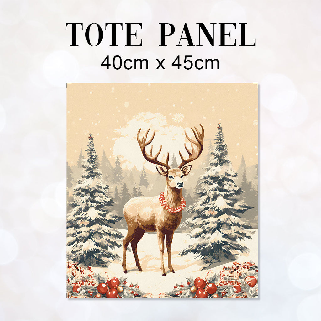 👉 PRINT ON DEMAND 👈 TOTE Winter Deer TP-123 Fabric Bag Panel