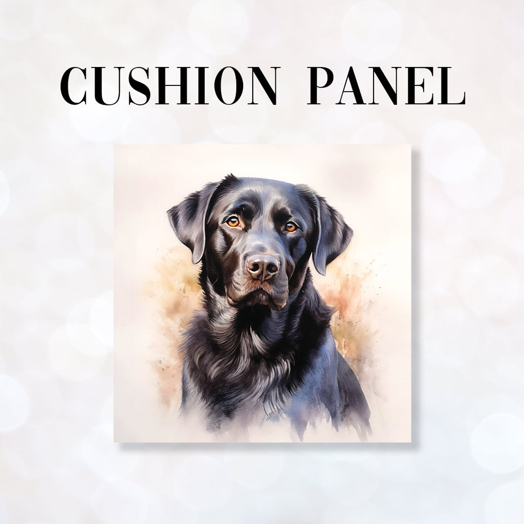 👉 PRINT ON DEMAND 👈 CUSHION Fabric Panel Watercolour Black Labrador CP-2