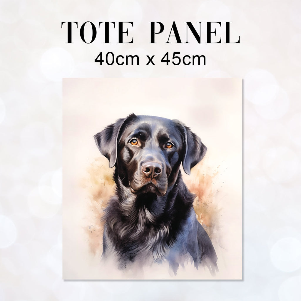 👉 PRINT ON DEMAND 👈 TOTE Watercolour Black Labrador TP-2 Fabric Bag Panel
